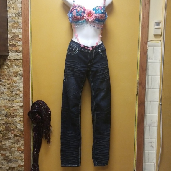 Rhinestone Blue Jeans - Picture 2 of 8